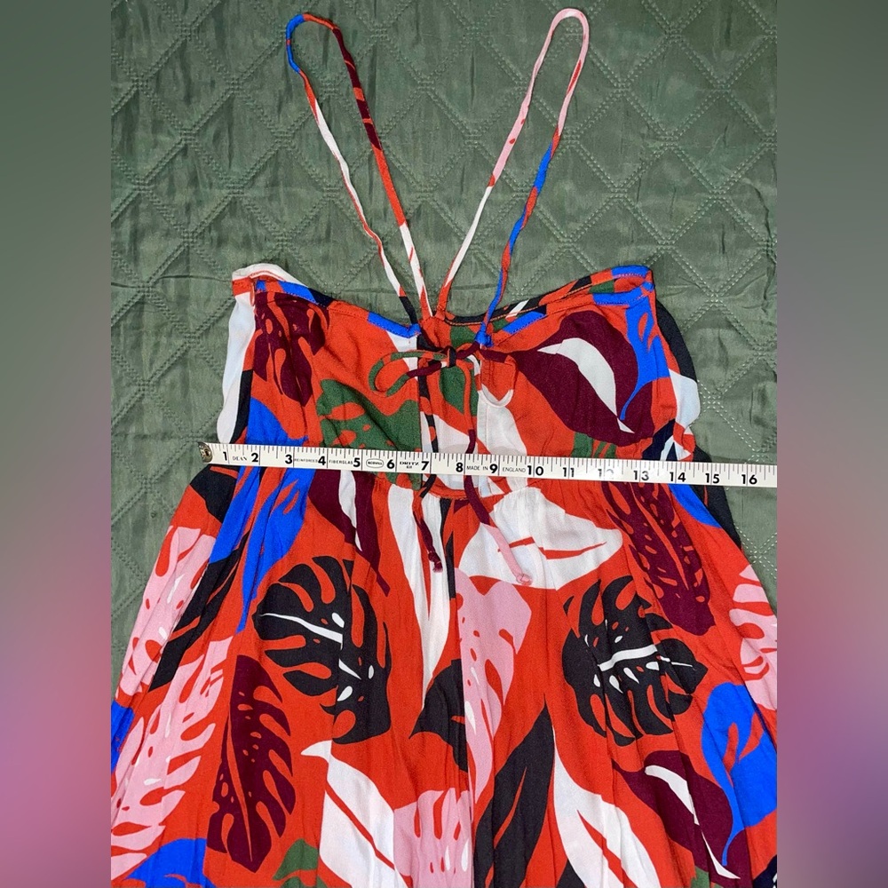 RACHEL PALLY Red Leaf Print Reversible Halter Maternity Dress, Size XS, LIKE NEW - Picture 9 of 13